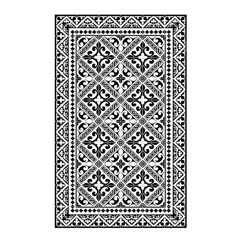 베이자플로우 플로르드리스 PVC 타일 러그 - Black &amp; White, 180x260cm(예약판매/선주문후 50일 소요)
